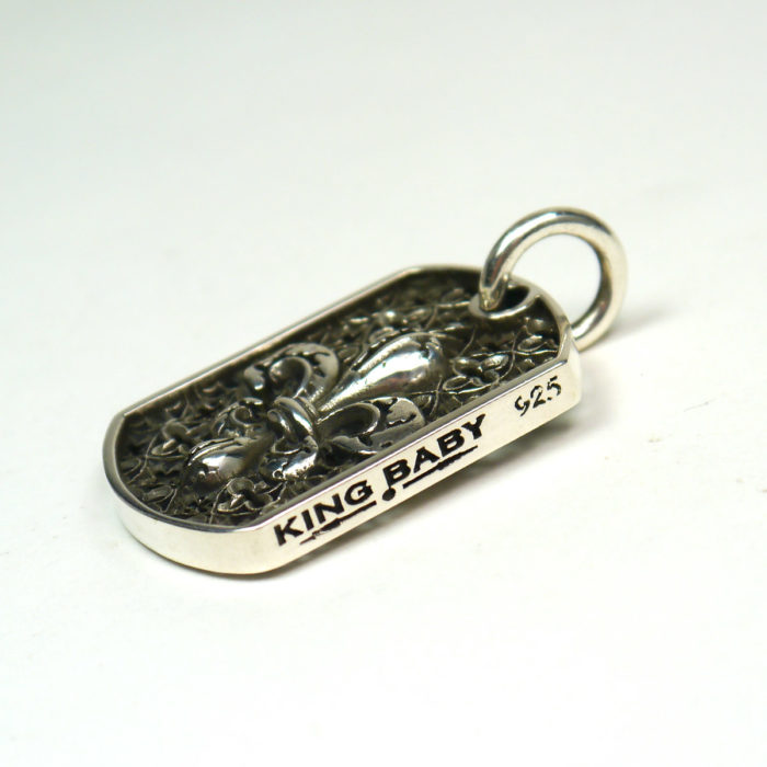 Designer King Baby Large Fleur De Lis Relic Dog Tag in Sterling Silver - Image 2