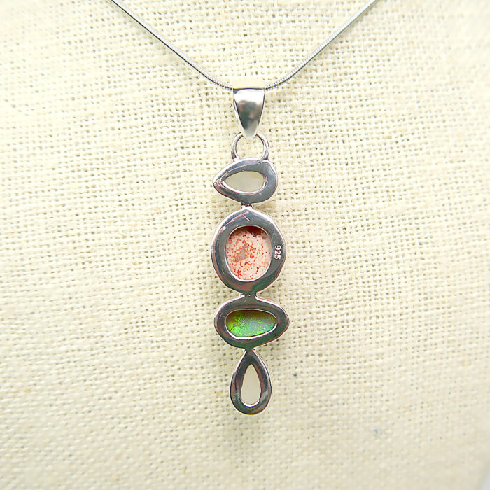Moonstone and Opal Pendant in Sterling Silver