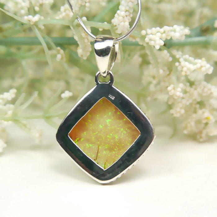 Ethiopian Opal Gemstone Pendant in Sterling Silver