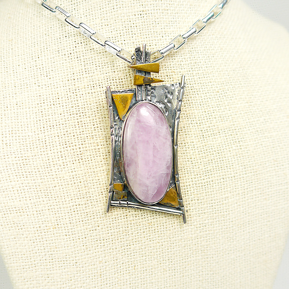 Oval Kunzite Pendant in Sterling Silver