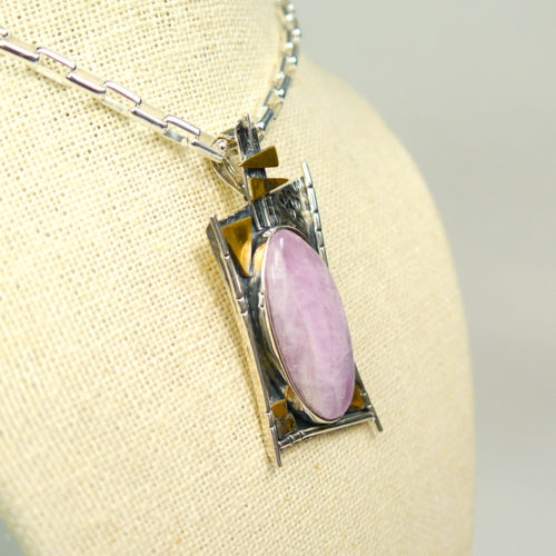 Oval Kunzite Pendant in Sterling Silver