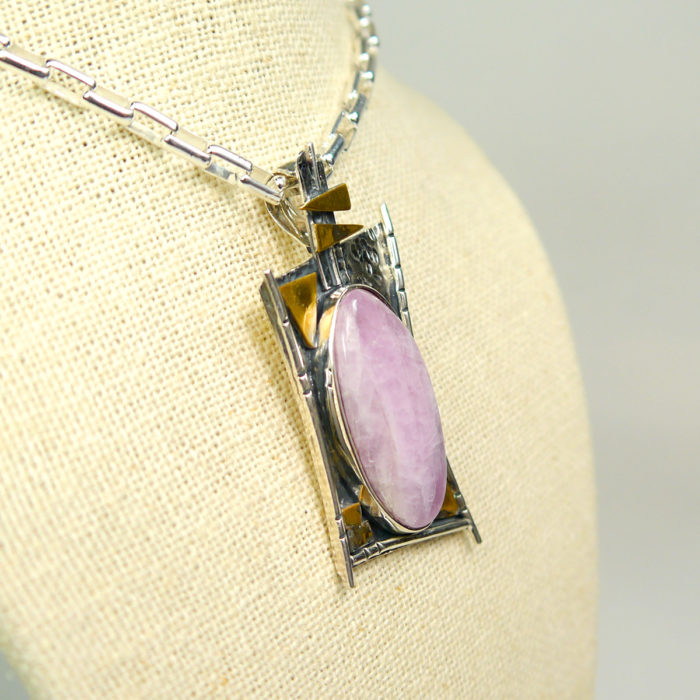 Oval Kunzite Pendant in Sterling Silver