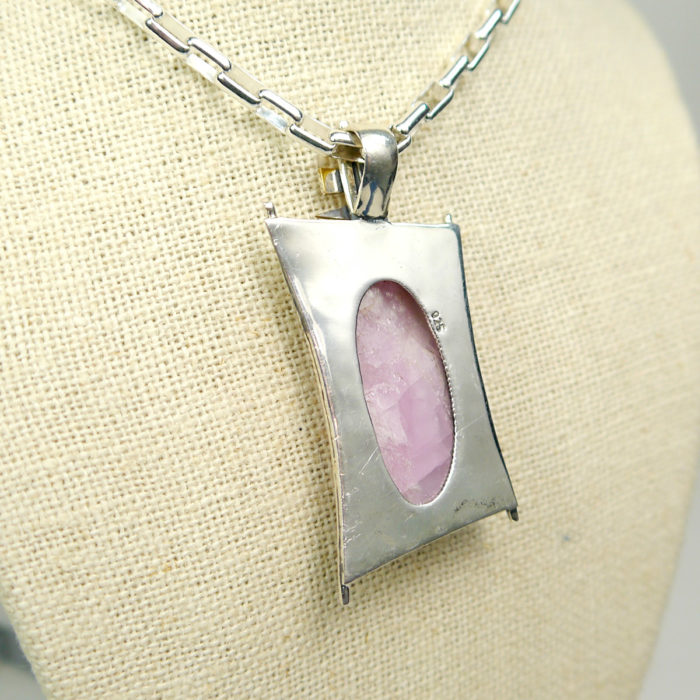 Oval Kunzite Pendant in Sterling Silver