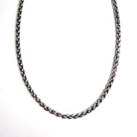 NightRider 4mm Oxidized Wheat Toggle Necklace Chain in Sterling Silver, 18″