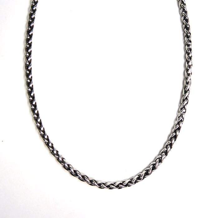 NightRider 4mm Oxidized Wheat Toggle Necklace Chain in Sterling Silver, 18″