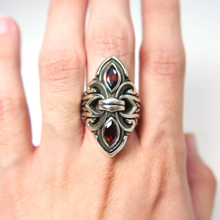 Designer Night Rider Alexandria Ring with Garnet Gemstones - Image 5