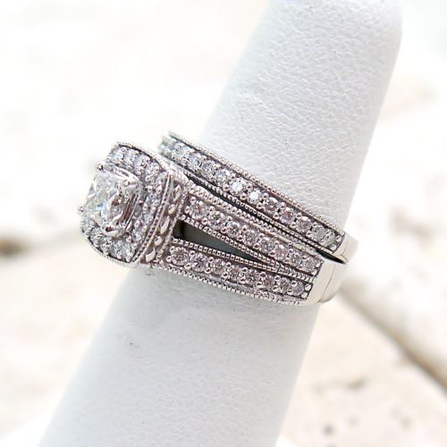 Princess Cut Split Shank Diamond 2 piece Bridal Set