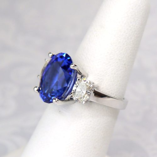 Oval Tanzanite & Diamond Ring in 14K White Gold