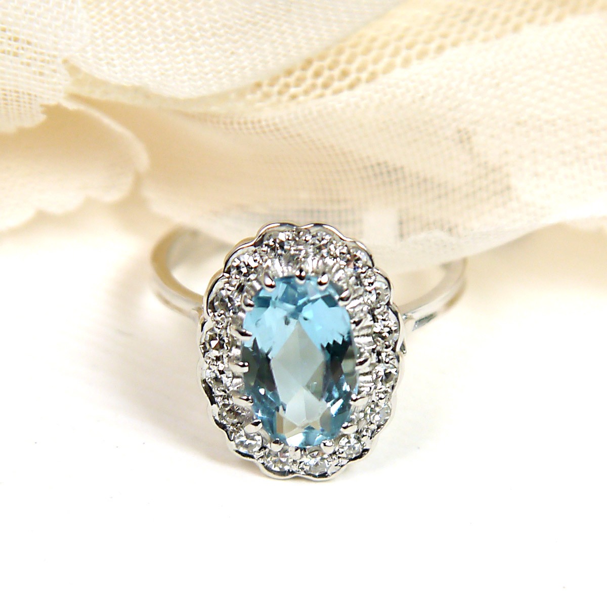 March Birthstone Ring - Genuine Aquamarine Ring For Ladies