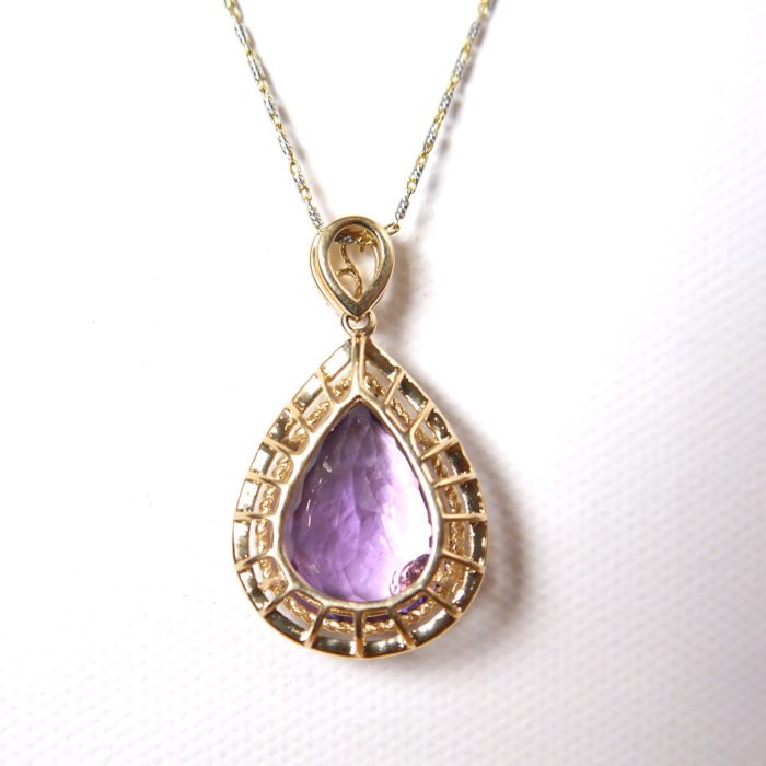 Pear Shaped Amethyst & Butterfly Pendant