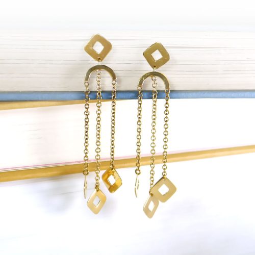 Geometric Gold Drop Dangle Earrings