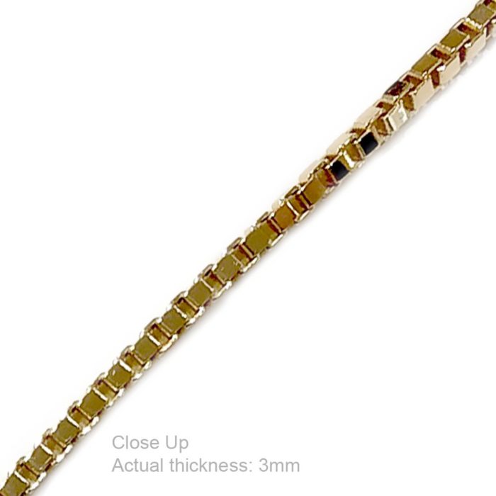 14k Large 3mm Box Link in Yellow Gold