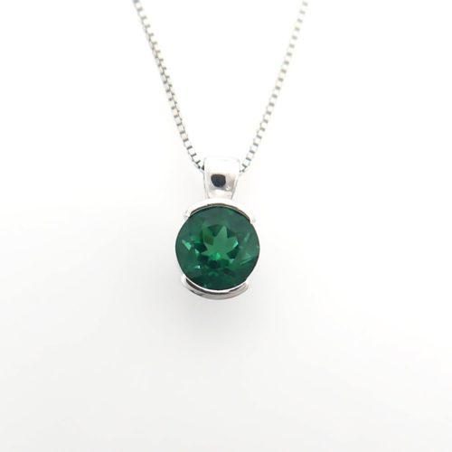 Sterling Silver Half Bezel Gemstone Pendant