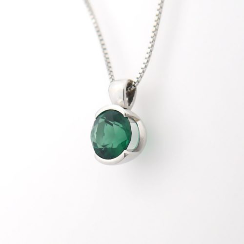 Sterling Silver Half Bezel Gemstone Pendant