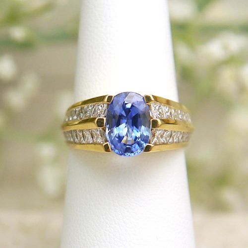 18k Gauthier Oval Sapphire & Diamond Ring