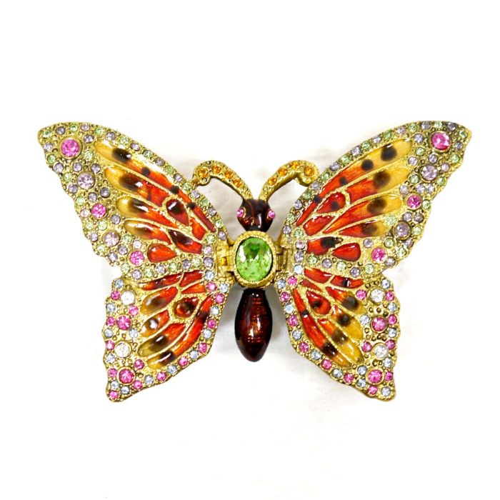 Enameled Butterfly Trinket Box with matching Necklace