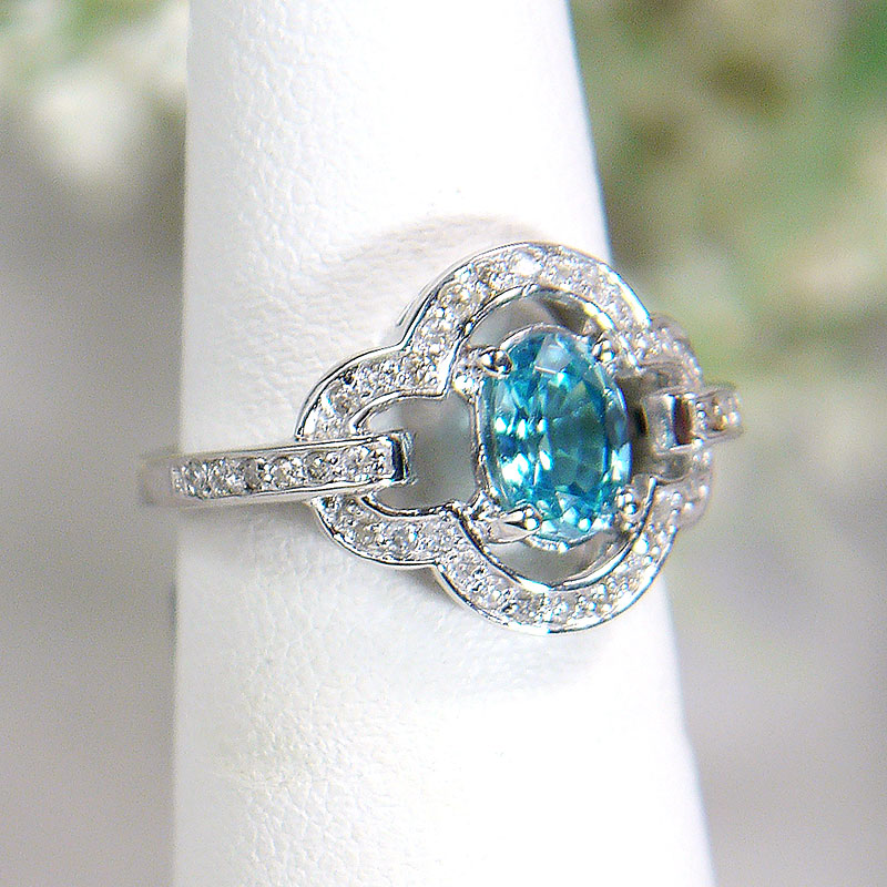 Blue zircon sales wedding ring