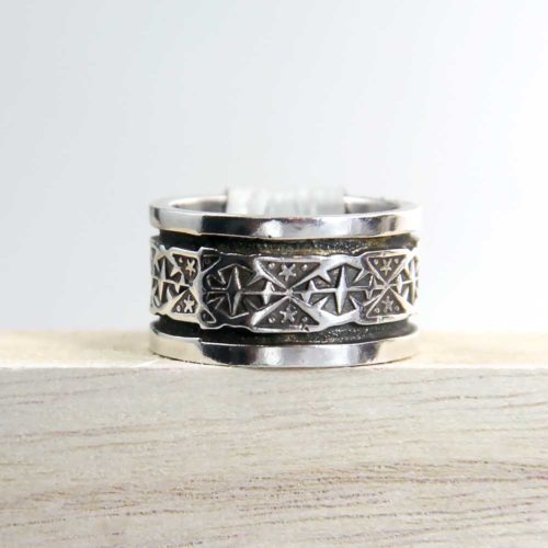 Sterling Silver Wide Starburst Band