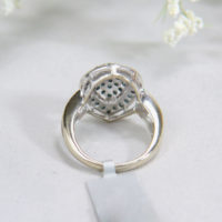 14k Blue Cluster and White Diamond Ring in White Gold