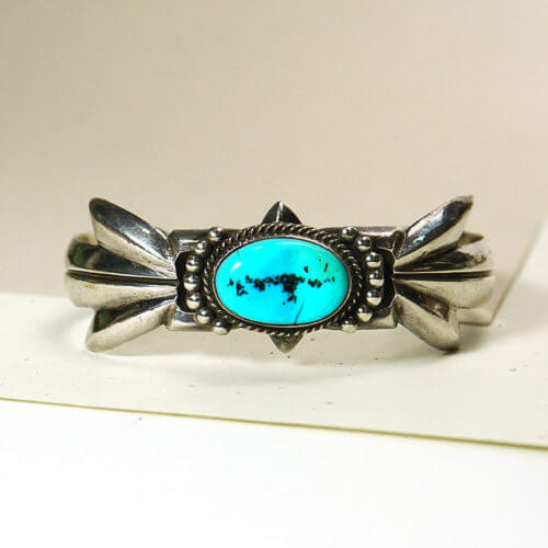 Harrison Bitsue - Navajo Turquoise and Sterling Silver Sandcast Bracelet