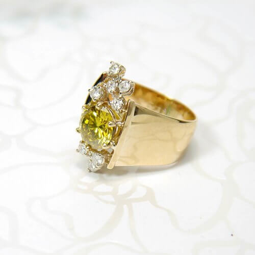 2.36 ct Yellow Diamond Ring with Wide Band in 18k Yellow Gold