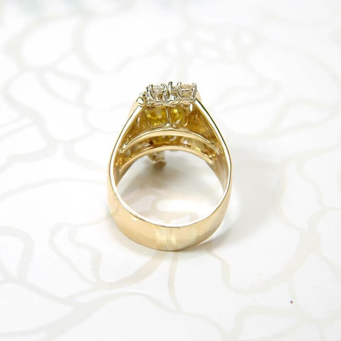 2.36 ct Yellow Diamond Ring with Wide Band in 18k Yellow Gold