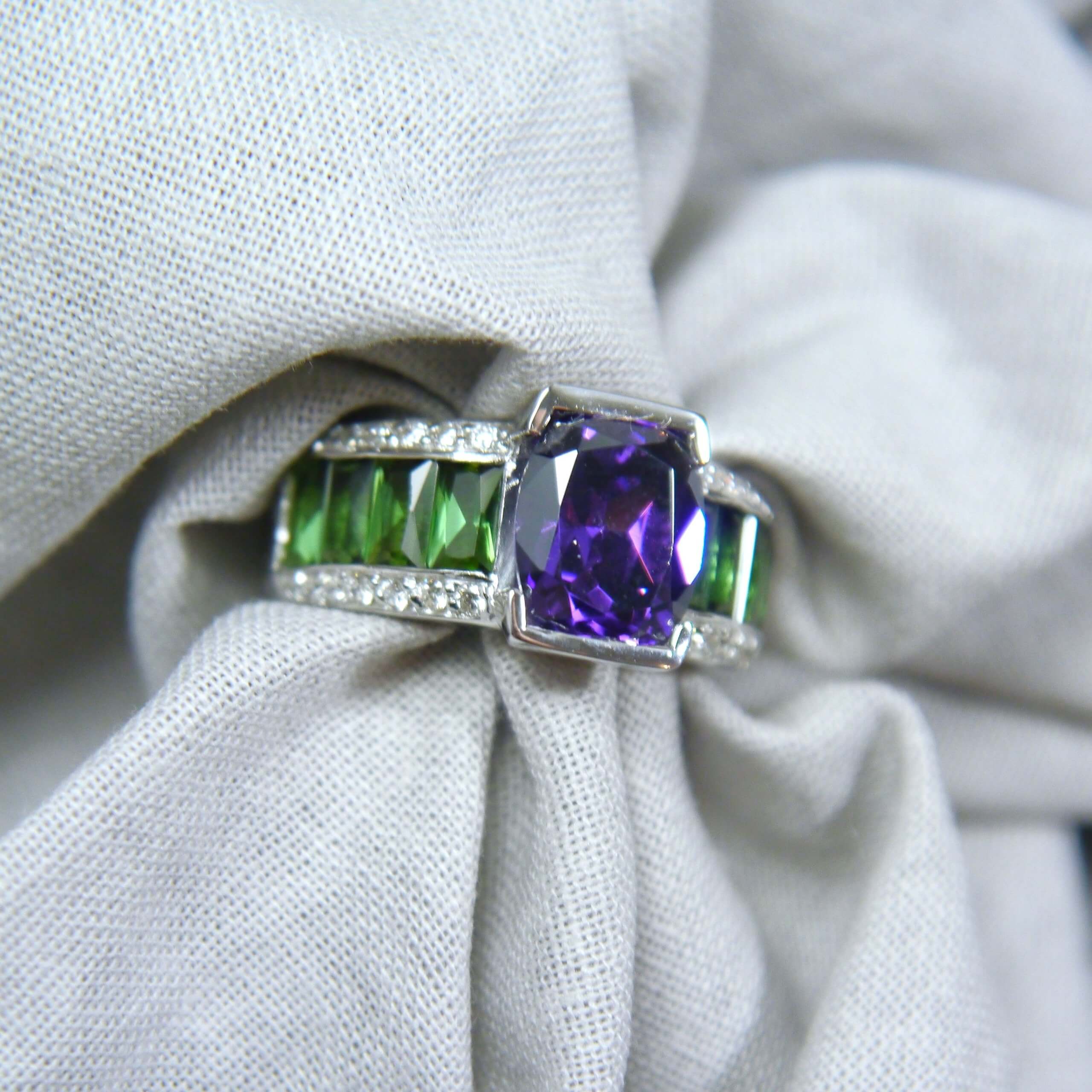 Ring - Oval Purple Upside Down Cabochon Stone