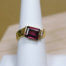 14k Yellow Gold Emerald Cut Rhodolite Garnet and Diamond Ring