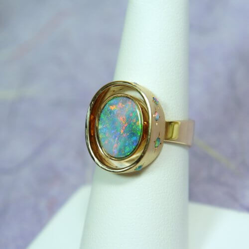 Opal Open Shadow Box Ring in 14k Yellow Gold