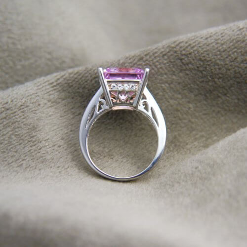 Princess Cut Pink Ice and Cubic Zirconia 14k White Gold Ring