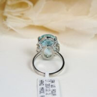 18k White Gold Oval Aquamarine Hand Made Ring