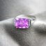 10k White Gold Natural Checkerboard Cut Pink Topaz and Diamond Ring