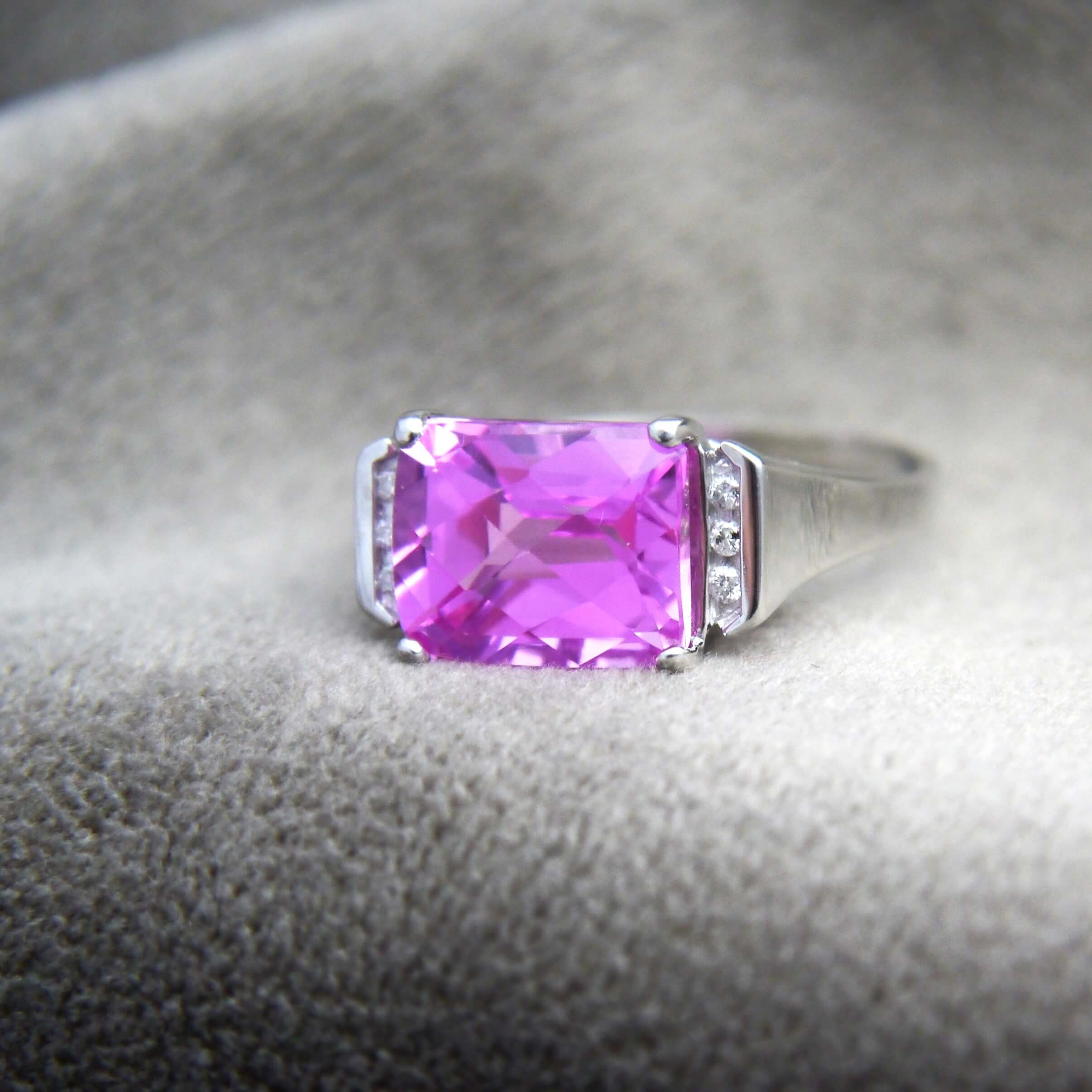 14K White Gold 2.8ct Pink Topaz 0.35ct Natural Diamond Ring from Black  Diamonds New York