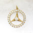 18k Gold Mercedes Logo Pendant Charm with Cubic Zirconia