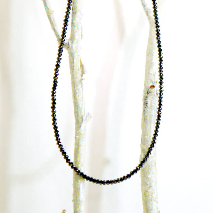 18" Black Diamond Bead Necklace with 14k White Gold Clasp