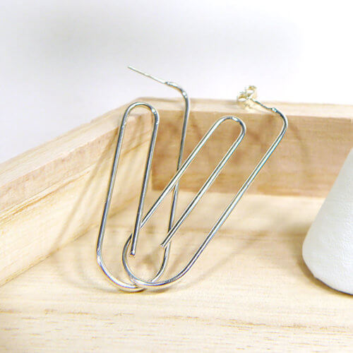 Paperclip Post Earrings in High Polish Sterling Silver