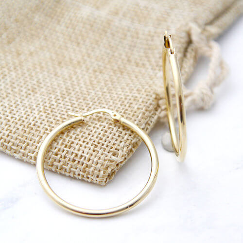 14k Yellow Gold Classic High Polish Hoop Earrings