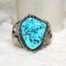 Large Native American Navajo Kingman Turquoise Cuff Bracelet Signed "TJ"