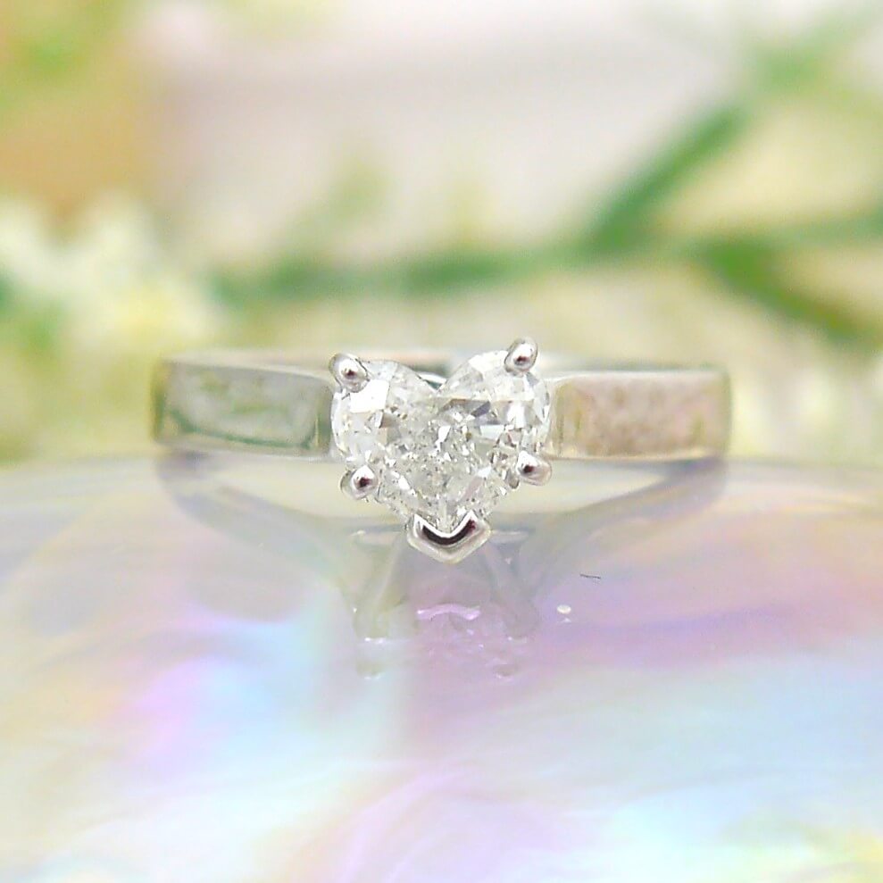 14k White Gold Heart Shaped Engagement Ring