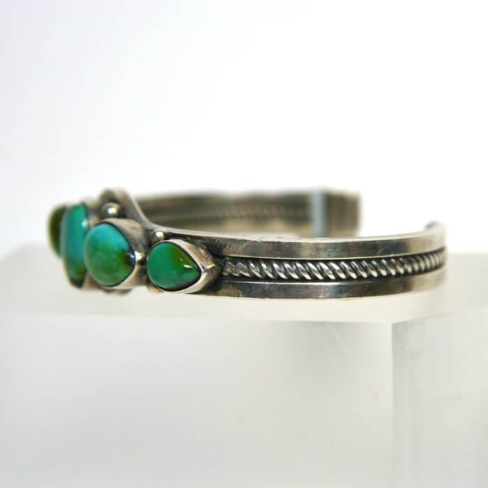 5 Pear Cut Turquoise Stone Cuff Bracelet in Sterling Silver