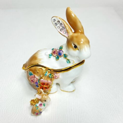 Bunny Trinket Box with Matching Necklace