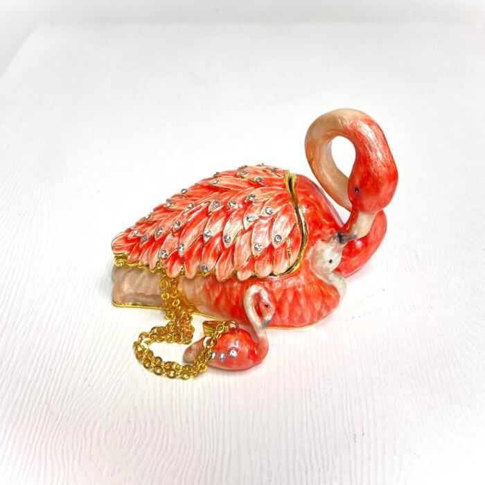 Flamingo Trinket Box with Matching Necklace