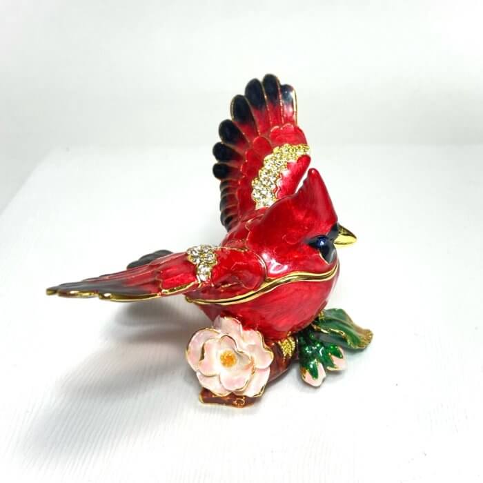 Cardinal Trinket Box with Matching Necklace