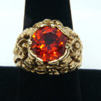Stellman Padparadscha Sapphire Men Mining Gold Ring in 14k Yellow Gold