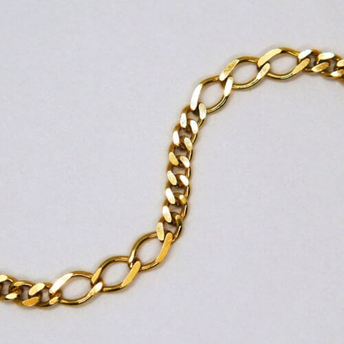 18k Yellow Gold 4mm Figarro Style Chain 18"