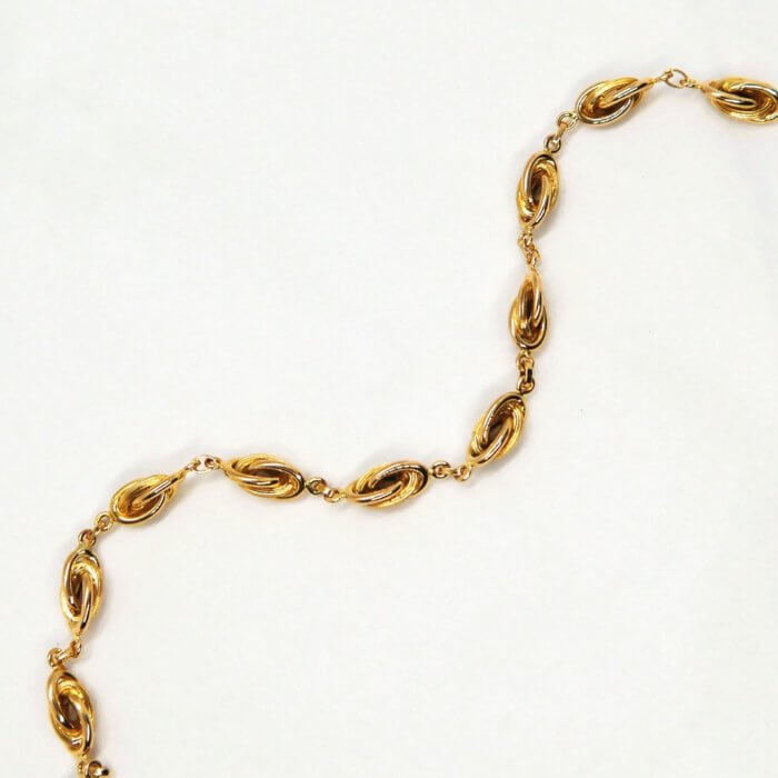 14k Yellow Gold 4.2mm Fancy Knot Style Chain 18″