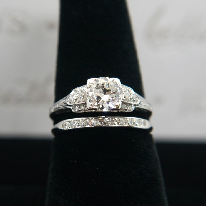 Vintage Platinum & Diamond Wedding Ring Set