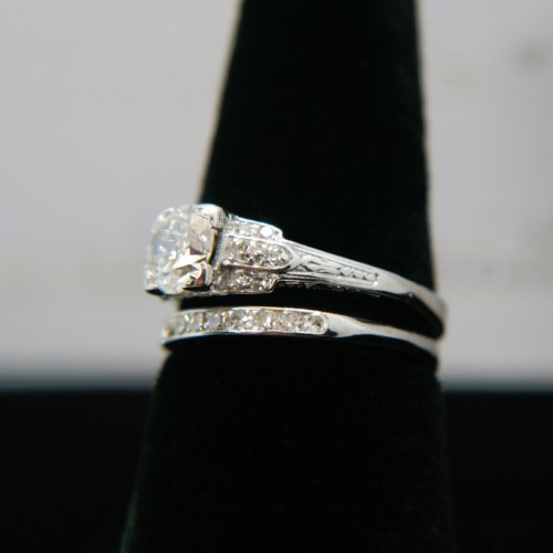 Vintage Platinum & Diamond Wedding Ring Set