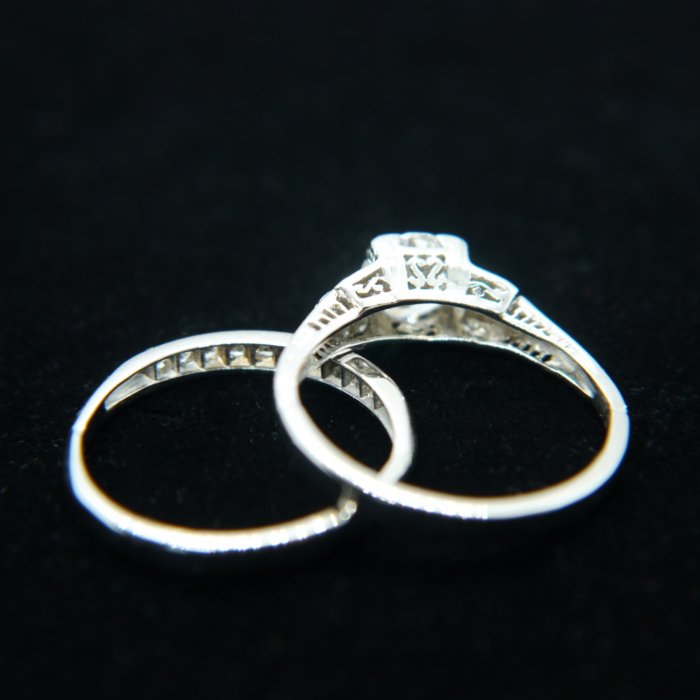 Vintage Platinum & Diamond Wedding Ring Set