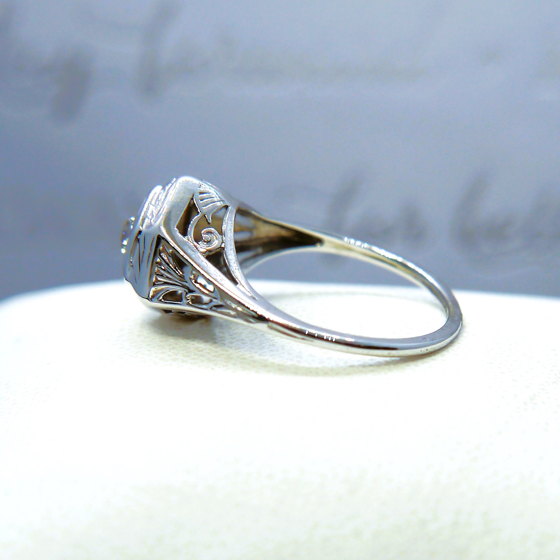 Art Deco Mens Old Euro Diamond Ring Detailed 14K Gold & Platinum